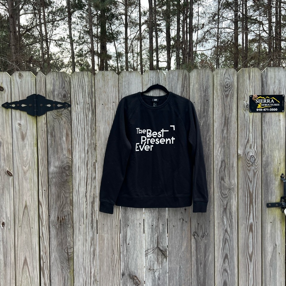 The Best Present Ever Black H & M Sweatshirt size Medium - Picture 2 of 6